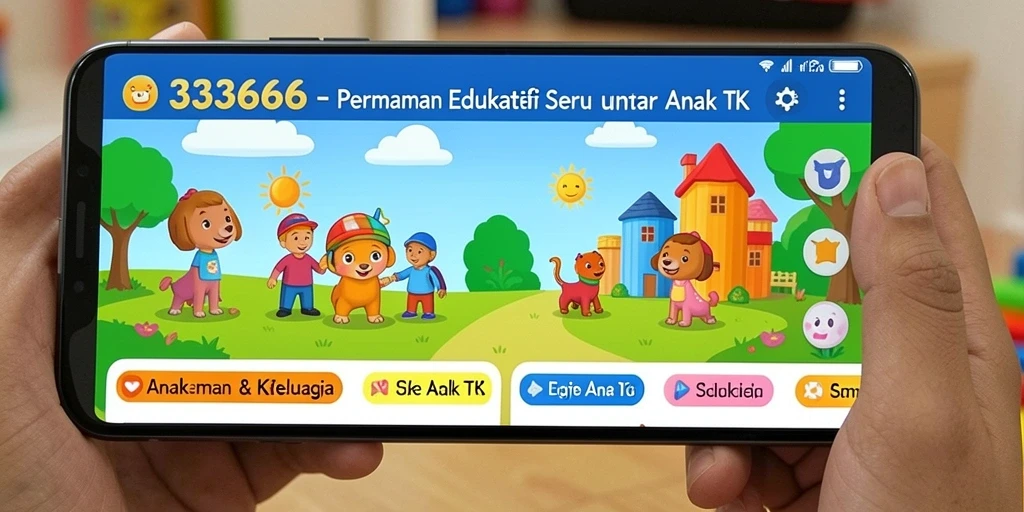 Tampilan antarmuka menarik dari 333666 untuk permainan anak TK.