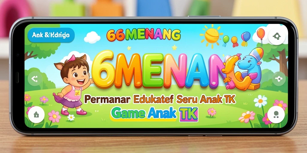 Antarmuka aplikasi 66MENANG yang edukatif dan menarik untuk anak-anak.