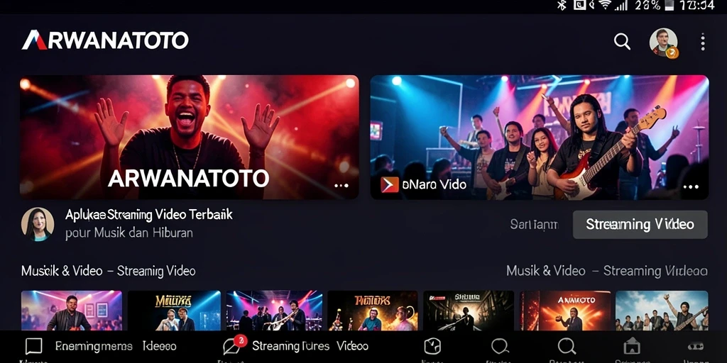 Tampilan antarmuka ARWANATOTO saat streaming video musik.