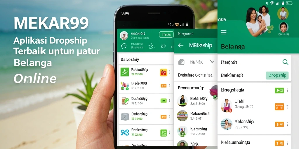 Antarmuka MEKAR99 yang intuitif memudahkan pengguna berbelanja dan dropship.